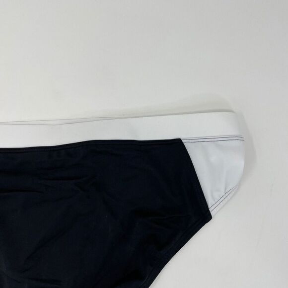 LANDS END Womens Mid-Waist Black White Colorblock Bikini Bottom Swim Suit NEW 12 - Picture 4 of 9